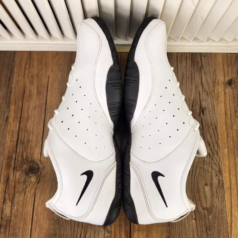 Nike Air Classic Shoes Mens Sz 9.5 White Black Sleek Leather Sneakers 354048-101